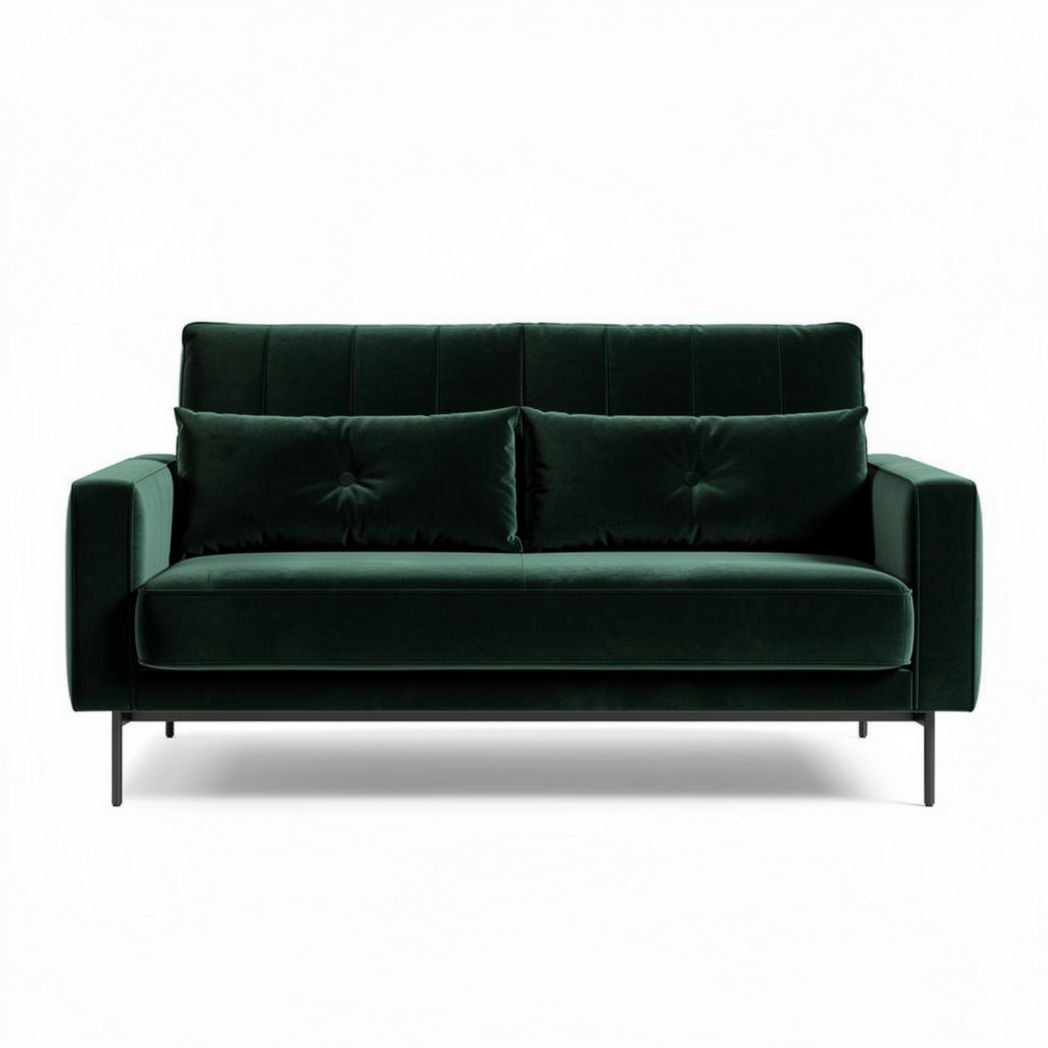 Sofa dwuosobowa z weluru w kolorze butelkowej zieleni 180 x 80 x 85cm