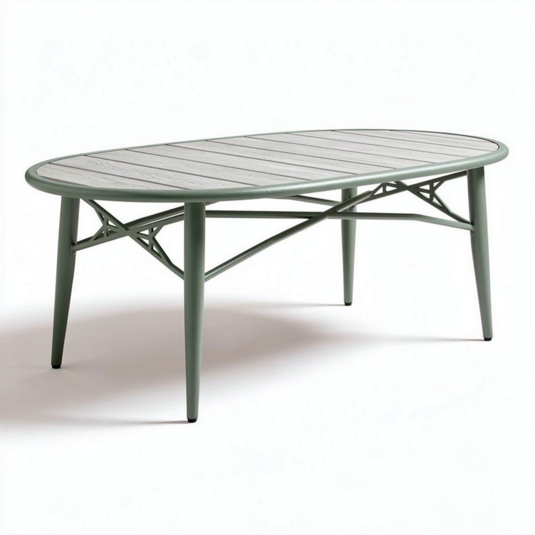 Stół ogrodowy owalny z aluminium w kolorze zielonym 120 x 70 x 75cm
