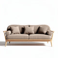 Sofa z naturalnego drewna w kolorze brązowym 180 x 90 x 80cm z poduszkami